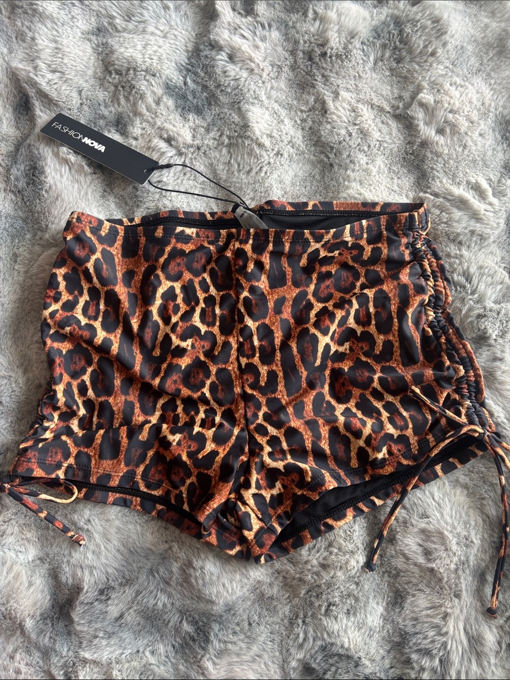 Fashion Nova Leopard Print Bikini Shorts in Brown and Black